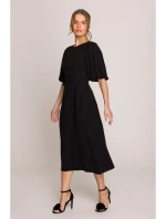 S399 Šaty s puff rukávy - černé