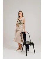 S409 Košilové šaty ve fitted střihu - béžové