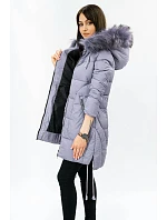 Dámská prošívaná zimní bunda s kapucí v barvě heather (7690) Dámská prošívaná zimní bunda s kapucí v barvě heather (7690)