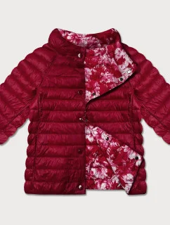 Červená/květovaná oboustranná dámská plus size bunda se 3/4 rukávy Minority (M23-7010-16)