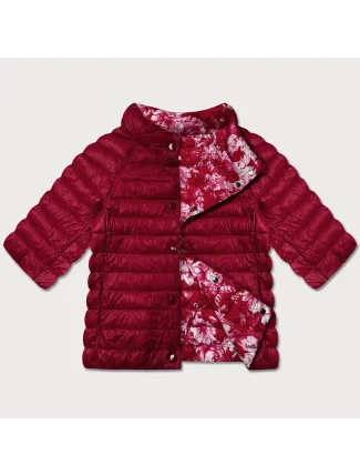 Červená/květovaná oboustranná dámská plus size bunda se 3/4 rukávy Minority (M23-7010-16)