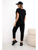 Bavlněný komplet halenka + kalhoty černý