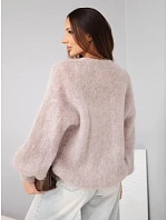 Dámský svetr zapínaný na knoflíky s volným střihem z 80 % kid moheru fango Dámský svetr zapínaný na knoflíky s volným střihem z 80 % kid moheru fango