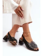 Kůže Sandály Na Trojúhelníkovém Podpatku Laura Messi 2595 Hnědé