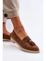 Zazoo 3420 Semišové Dámské Mokasíny na Ploché Podrážce Hnědé