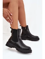Kožené dámské botky s zipem Big Star OO274109 černé