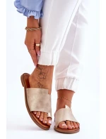 Dámské kožené žabky Světle zlatá Amite