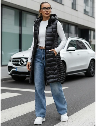 Dámská prošívaná vesta s kapucí TY5255 černá - FashionStreet Dámská prošívaná vesta s kapucí TY5255 černá - FashionStreet