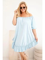 Dámské šaty Plus Size bavlněné s volánem modrá Dámské šaty Plus Size bavlněné s volánem modrá