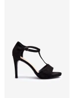 Dámské sandály na podpatku z eko semiše černé Obdaria Dámské sandály na podpatku z eko semiše černé Obdaria