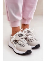 Sportovní boty sneakers dámské na platformě panterka bílo-bežové Pumbes