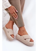 Dámské Pantofle Na Platformě S Proplétajícími Se Pásky Béžové Rinasara
