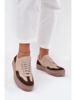 Kožené dámské tenisky na platformě Zazoo N1269S2 béžové