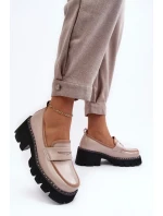 Kožené dámské mokasíny Béžová Kožené dámské mokasíny Béžová