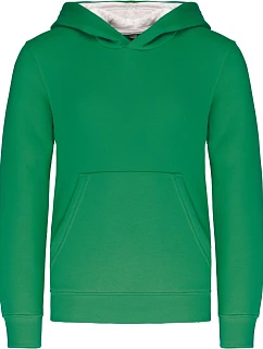 Kariban K 453 Dětská kontrastní mikina s kapucí 20.K453 light kelly green/white