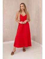 Mušelínové šaty na ramínka červený