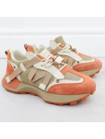 Dámské kožené tenisky béžové a oranžové Goe RR2N4064 Dámské kožené tenisky béžové a oranžové Goe RR2N4064