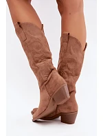 Dámské Kožené Kozačky na Podpatku Camel Wesly Dámské Kožené Kozačky na Podpatku Camel Wesly