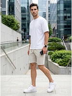 Pánské teplákové kraťasy se stahovací šňůrkou, světle béžové, FashionStreet SX2622 Pánské teplákové kraťasy se stahovací šňůrkou, světle béžové, FashionStreet SX2622