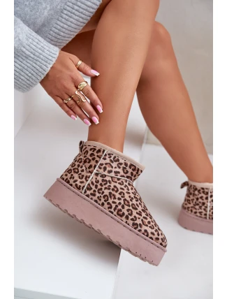 Dámské Sněhule S Leopardím Vzorem Na Platformě Zateplené Kožíškem Hnědé Xamella