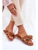 Ploché Dámské Pantofle S Mašlí Camel Tobin