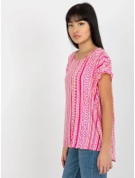 Dámská halenka D73771R10978P bílá a růžová - FPrice Dámská halenka D73771R10978P bílá a růžová - FPrice