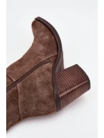 Dámské kozačky na sloupkovém podpatku se zipem Lissara – hnědé, eko semiš Dámské kozačky na sloupkovém podpatku se zipem Lissara – hnědé, eko semiš