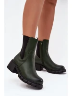 Dámské kotníkové boty Kyra z eko‑kůže – tmavě zelené