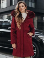 Dámská zimní bunda parka s kožešinou vínová FashionStreet TY5114