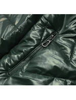 Tmavě zelená lesklá dámská zimní bunda (m-21008)