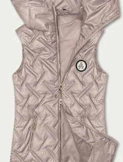 Perleťově růžová dámská prošívaná vesta s kapucí S'West (B8340-51)
