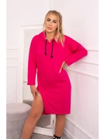 Šaty s kapucí a bočním rozparkem fuchsiová Šaty s kapucí a bočním rozparkem fuchsiová