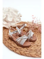 Lesklé Dětské Sandálky Na Suchý Zip Stříbrné Delphina