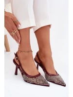 Dámské lodičky s cvočky - bordó Selinna