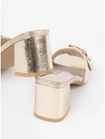 Klasické  nazouváky dámské zlaté na širokém podpatku