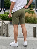 Pánské teplákové kraťasy s tkaničkou, khaki, FashionStreet SX2627