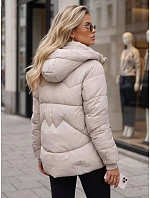 Dámská zimní prošívaná bunda s kapucí, světle béžová, FashionStreet TY5750 Dámská zimní prošívaná bunda s kapucí, světle béžová, FashionStreet TY5750