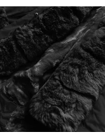 Černá dámská zimní bunda parka s mechovitou kožešinovou podšívkou (br529-101) Černá dámská zimní bunda parka s mechovitou kožešinovou podšívkou (br529-101)