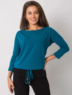 Volná dámská halenka v mořské barvě se zavazováním na spodním okraji (4691)