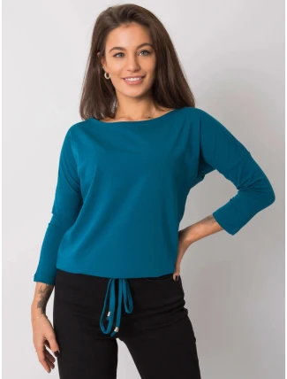 Volná dámská halenka v mořské barvě se zavazováním na spodním okraji (4691) Volná dámská halenka v mořské barvě se zavazováním na spodním okraji (4691)