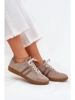 Semišové Nízké Tenisky Dámské Tmavě Béžové Zazoo N1068 Semišové Nízké Tenisky Dámské Tmavě Béžové Zazoo N1068