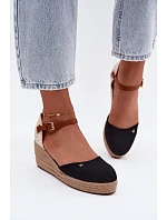 Dámské sandály Espadryle na platformě Wrangler 20261087-25Y Černé Dámské sandály Espadryle na platformě Wrangler 20261087-25Y Černé