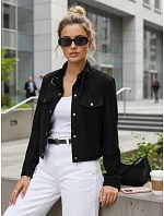 Dámská bunda z ekokůže s knoflíky černá FashionStreet TY5668