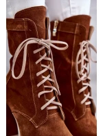 Dámské semišové kozačky na platformě hnědé Edna