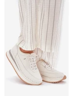 Kožené Dámské Tenisky Na Platformě Big Star RR274A333 Bílé Kožené Dámské Tenisky Na Platformě Big Star RR274A333 Bílé