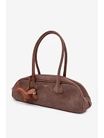 Kabelka Bageta z imitace semiše přívěsek jezevčík tmavě béžová Annette