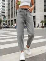 Dámské džíny balonového střihu s páskem šedé FashionStreet UY2888