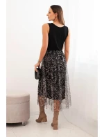 Dámský komplet s vlněným svetrem a viskózovou šaty černý