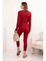 Dámská bavlněná souprava s dlouhým rukávem a legínami bordó