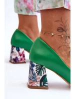 Kůže Boty S Ozdobným Podpatkem Lewski Shoes 2608/K Zelené